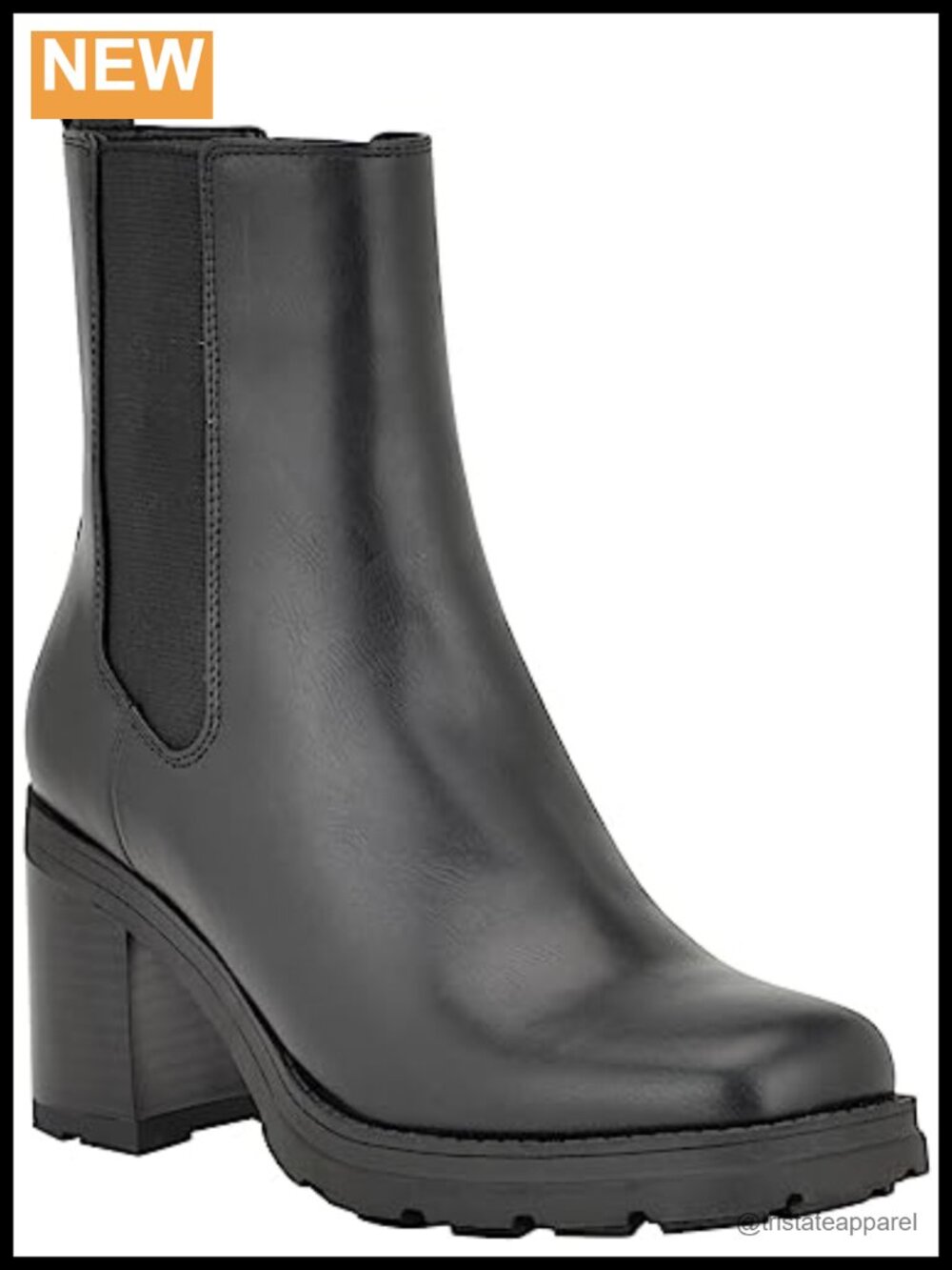 Nine West Women's Mid-Calf Boots Leather Block Heel Pull-On Bootie